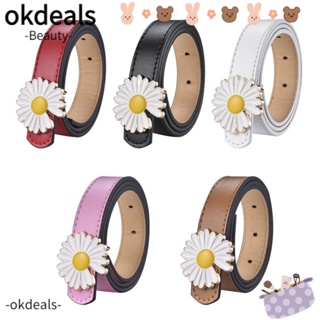 Okdeals เข็มขัดคาดเอว หนัง PU ลายดอกเดซี่ ปรับได้ สําหรับเด็ก