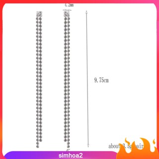 [Simhoa2] ต่างหูโซ่โลหะ ประดับพลอยเทียม ห้อยพู่ยาว แฟชั่น สําหรับเจ้าสาว งานพรอม ปาร์ตี้