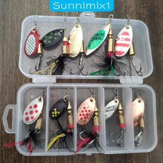 [Sunnimix1] เหยื่อตกปลาเทราท์ โลหะแข็ง พร้อมกล่องใส่เหยื่อ 10 ชิ้น สําหรับปลาแซลมอน วอลเป้ เบส เทราท์ ไพค์