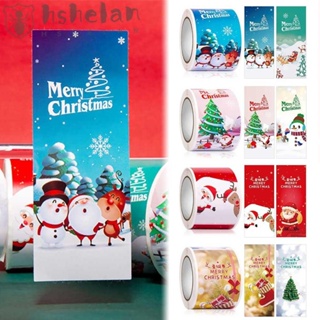 Hshelan สติกเกอร์ซีล ลาย Merry Christmas ขนาด 4 ซม.*10 ซม. สําหรับติดตกแต่งกล่องของขวัญ 100 ชิ้น