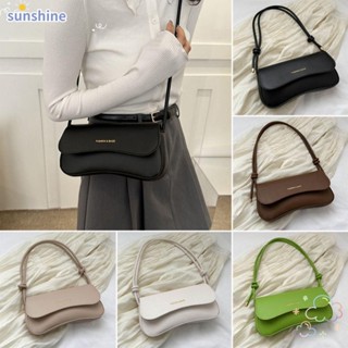 Ssunshine กระเป๋าสะพายไหล่ สะพายข้าง หนัง PU สีพื้น พรีเมี่ยม สําหรับเดินทาง