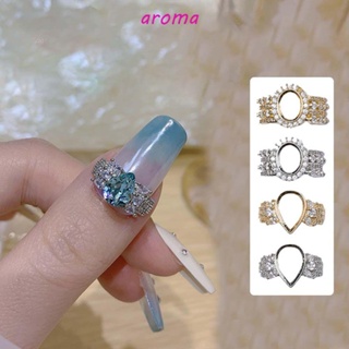 Aroma พลอยเทียม รูปหยดน้ํา สีเงิน แวววาว หรูหรา สําหรับตกแต่งเล็บ