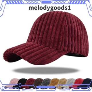 Melodygoods1 หมวกเบสบอล ผ้าฝ้าย ผ้าลูกฟูก ปรับขนาดได้ สไตล์ฮิปฮอป สําหรับผู้ชาย และผู้หญิง