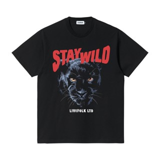 เสื้อยืดผ้าฝ้ายพิมพ์ลายLivefolk - Panther Black T-Shirt