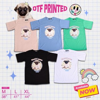 เสื้อยืดไม่ต้องรีด เสื้อยืดถูกๆ คอกลม เสื้อยืดแขนสั้นลาย Happy Dog