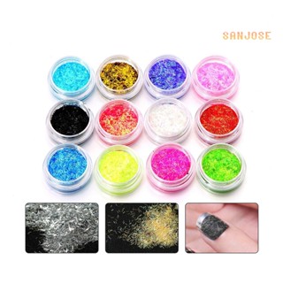 Sj_✿ผงกลิตเตอร์ 12 สี สําหรับตกแต่งเล็บ DIY