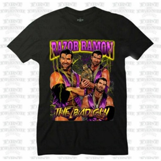 เสื้อยืดโอเวอร์ไซส์เสื้อยืด ผ้าฝ้าย พิมพ์ลายนักมวยปล้ํา Scott Hall Razor Ramon สําหรับผู้ชายS-4XL