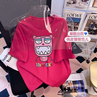 【พร้อมส่ง】เสื้อยืดคอกลม แขนสั้น ผ้าฝ้าย 100% ทรงหลวม โอเวอร์ไซซ์ ขนาดใหญ่ แฟชั่นฤดูร้อน สไตล์เกาหลี สําหรับผู้หญิง นักเรียน