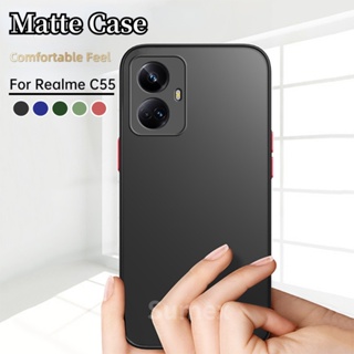 เคสโทรศัพท์มือถือ PC แข็ง ผิวด้าน ขอบซิลิโคน กันกระแทก สําหรับ Realme C55 2023 RMX3710 Realmec55 Realmi Real me C 55 55C 4G