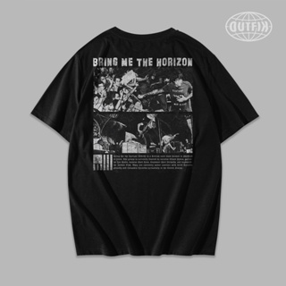 เสื้อยืดแขนสั้นผ้าฝ้ายแท้เสื้อยืด พิมพ์ลาย  BRING ME THE HORIZON สีดํา | รองเท้าบูท | เสื้อวงดนตรี | เพลงเมอร์ชS-4XLS-5X