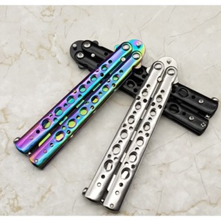 มีดเดินป่า มีดควง มีดซ้อม Ballisong ไม่มีคมสำหรับการฝึกควง (Butterfly Knife Trainer) แบบ3 มีสินค้าพร้อมส่ง