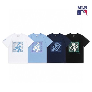 สินค้าพร้อมส่ง ! ใหม่ เสื้อยืดแขนสั้น พิมพ์ลายโลโก้ดอกไม้ MLB แฟชั่นฤดูร้อน สําหรับผู้ชาย และผู้หญิง 2023