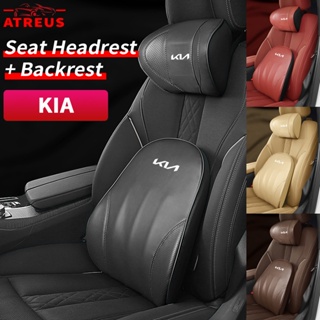 KIA หมอนรองคอหนัง หมอนรองหลัง หมอนเมมโมรี่โฟม หมอนรองคอ อุปกรณ์เสริมภายในรถยนต์ สําหรับรถยนต์ EV6 GT Carnival Picanto Rio K5 K3 Cerato Sorento Sportage