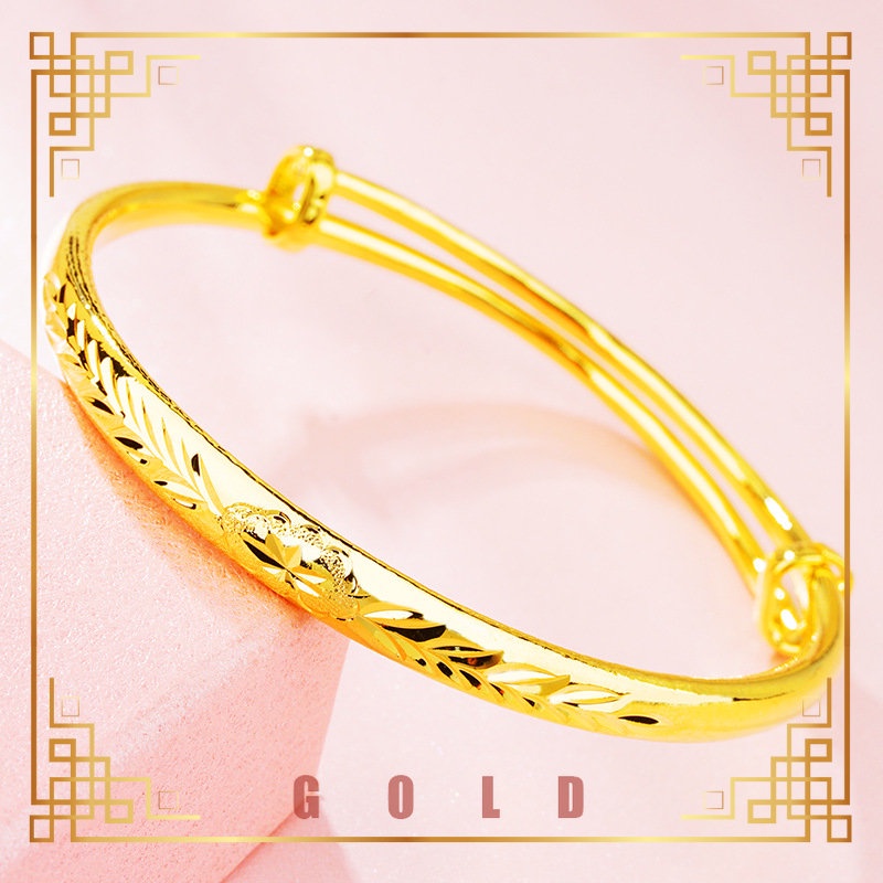 [Lucky K Gold] Au999 Gold Flower Flat round Push-Pull Bracelet for Women