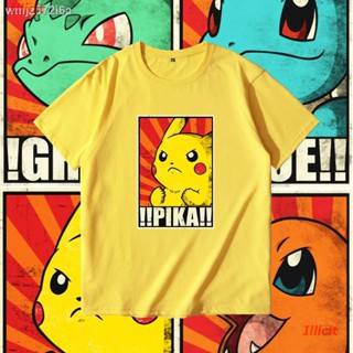 เสื้อยืดแขนสั้นเสื้อยืดยอดนิยม [เสื้อยืดอนิเมะ]&gt; Pokemon Pokémon Jenny Turtle Fire Dragon Pikachu เสื้อยืดแขนสั้นผู้ชาย