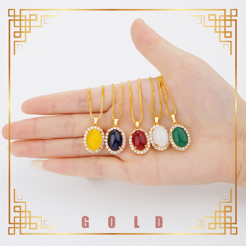 [Lucky K Gold] จี้สีหยกมาเลย์ทอง 24K Au999 สร้อยคอโมราเลียนแบบสีทอง