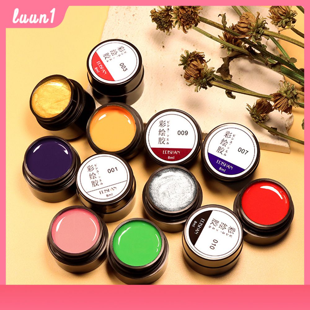 Edishan สีเพ้นท์เนื้อ ยาทาเล็บใหม่ วาดภาพสีกาว วาดดอกไม้ 12สี UV&LED สีแน่นมาก สีสวยมาก สีเจลเนื้อครีม​ สไตล์ญี่ปุ่น​ ตัวฮิตใน​ ​ Cod