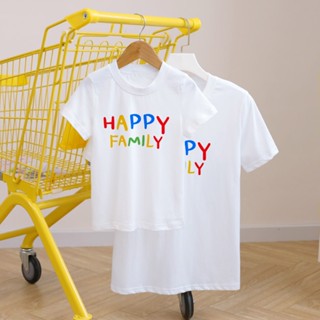 ชุดครอบครัว เสื้อยืด พิมพ์ลายกราฟฟิค Happy Family สําหรับแม่ และลูกสาว