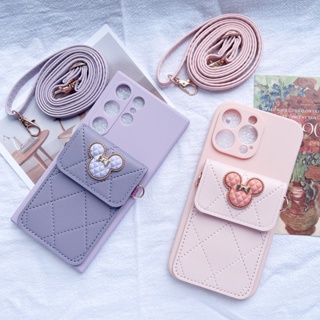 For iPhone Samsung A42 A50 A51 A52 A53 A54 A70 A71 A72 A73 A81 A91 Cartoon Minica bag Phone Case for samsung A750 M31 M33 M51 M52 J7 J4 J5 J6 With a lanyard Insert card Back Cover