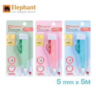 (USP)💢พร้อมส่ง💢(แพ็ค12ชิ้น) Elephant เทปลบคำผิด ตราช้าง Ferry ลิควิดแบบเทป หัวเทปหมุนได้ คละสี (แพ็ค12ชิ้น)
