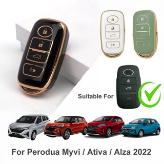 【สินค้ายอดนิยม】เคสกุญแจรถยนต์ TPU 4 ปุ่ม สําหรับ Perodua Myvi Ativa