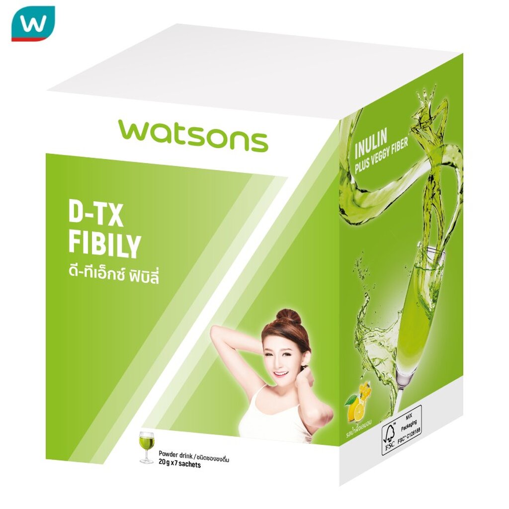 Watsons วัตสัน ดี-ทีเอ็กซ์ ฟิบิลี่ (ผลิตภัณฑ์เสริมอาหาร) 7ซอง