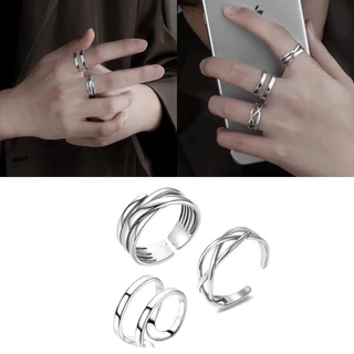 📌ส่งด่วนภายในวัน📌 แหวน แฟชั่นผู้ชาย สไตล์โกธิคเรโทรโรมัน เครื่องประดับ SET 3 ชิ้น ปรับขนาดได้