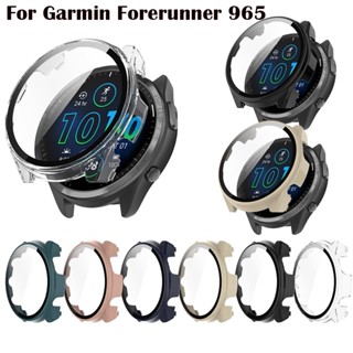 2in1 เคสป้องกันหน้าจอ ฟิล์มกระจกนิรภัย แบบเต็มจอ สําหรับ Garmin Forerunner 965 Forerunner 265 265S