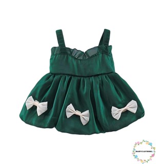 Babyclothes- ชุดเดรสแขนกุด คอวี ประดับโบว์ สไตล์เจ้าหญิง เอวสูง สําหรับเด็กผู้หญิง