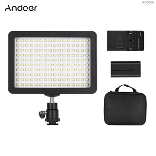 Andoer W160 โคมไฟกล้องวิดีโอ LED หรี่แสงได้ 5600K สีอุณหภูมิ พร้อมฟิลเตอร์ 3 ชิ้น แบตเตอรี่ 2200mAh F550 อะแดปเตอร์ไฟ หัวบอล ขนาดเล็ก กระเป๋าพกพา ไฟสตูดิโอ ถ่ายภาพบุคคล K