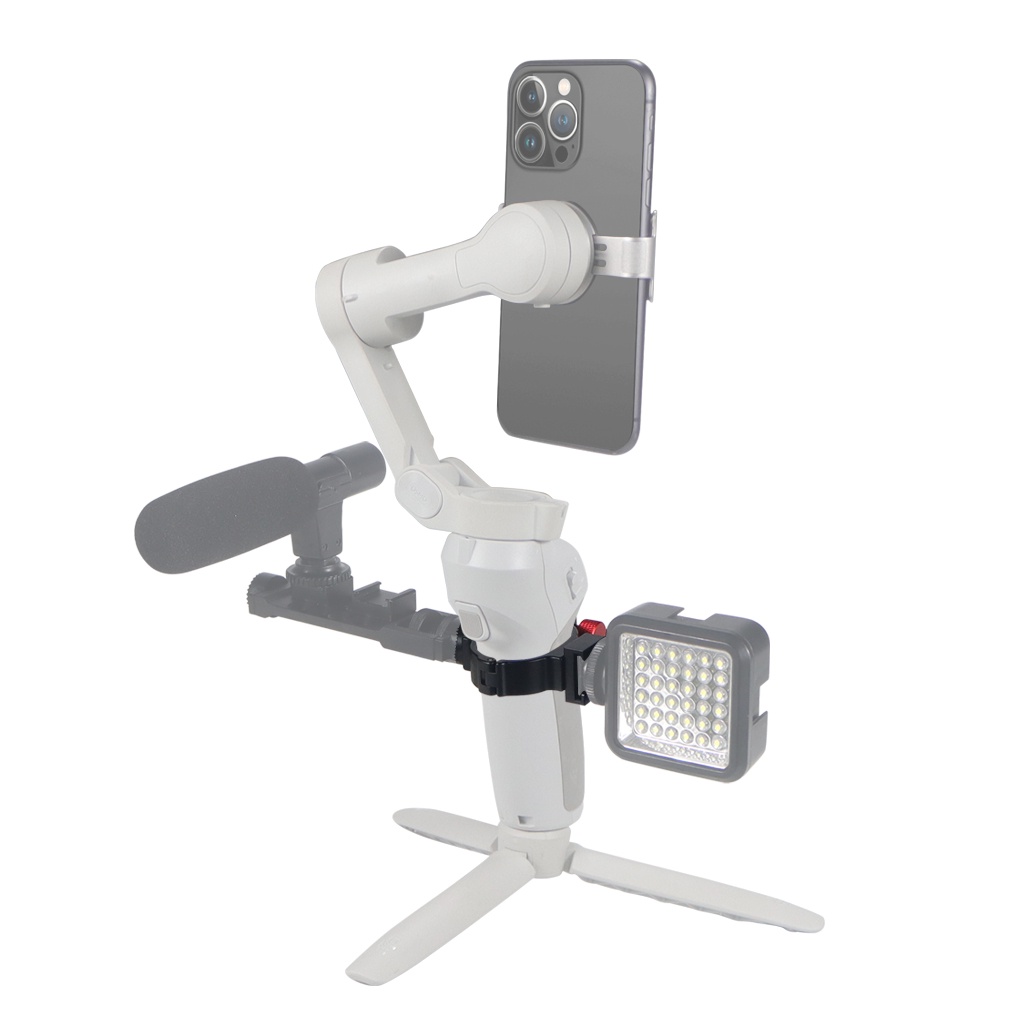 Xt-xinte มือถือ Gimbal Stabilizer แหวน Clamp Mount W/รองเท้าเย็นสําหรับ DJI OSMO มือถือ OM5 OM6 Osmo7 ไมโครโฟน LED Light Monitor สําหรับ Facebook สดหรือยิง