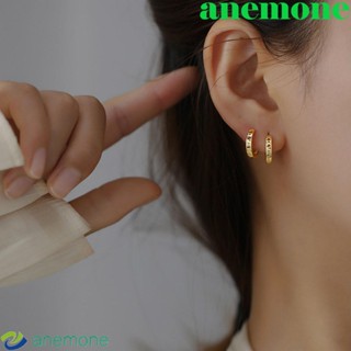 Anemone ใหม่ ต่างหูห่วง ตัวเลขโรมันน่ารัก สีทอง สไตล์เกาหลี สําหรับผู้หญิง 2021