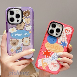 เคสโทรศัพท์มือถือแบบนิ่ม TPU ใส กันกระแทก กันรอย ลายการ์ตูนหมี ขนมปัง หน้ายิ้ม แวววาว สําหรับ iPhone 11 14 Pro Max 13 12Pro