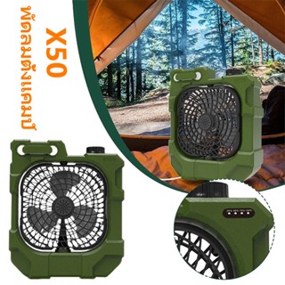 พัดลมตั้งแคมป์ พัดลมพกพา ใช้เป็นพาวเวอร์แบงค์ได้ ชาร์จไฟ พร้อมไฟ LED Camping USB Charging