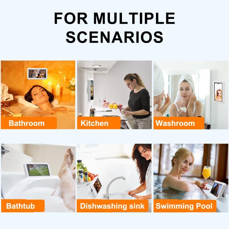 ที่วางโทรศัพท์มือถือ กันน้ํา พร้อม 360° ที่วางโทรศัพท์ แบบติดผนัง หมุนได้ ปรับได้ สําหรับห้องน้ํา ห้องครัว - รูปที่ 5