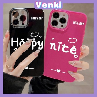 VENKI - สำหรับ iPhone 11 iPhone Case สีดำสีแดงเคลือบเงา TPU เคสอ่อนกันกระแทกป้องกันกล้อง Simple White English เข้ากันได้กับ iPhone 14 13 Pro max 12 Pro Max xr xs max 7 8Plus