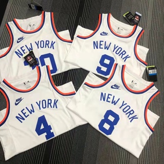 เสื้อกีฬาบาสเก็ตบอล NBA Jersey York Knicks สําหรับผู้ชาย #4 Roses Derrick 30 Julius Randle Heat Pressed Swingman ครบรอบ 75 ปี คลาสสิก สีขาว 946114