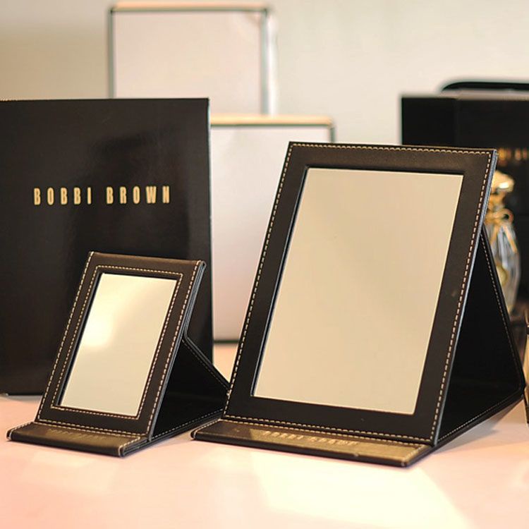 กระจกแต่งหน้า Bobbi Brow HD แบบพกพา พับได้ หนัง PU สําหรับหอพักนักเรียน