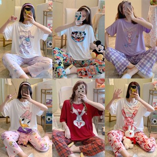 🌸Clothing-Th🌸ชุดนอนผู้หญิง ชุดนอนการ์ตูน น่ารัก ชุดนอน ฝีมือที่สวยงาม สวมใส่สบาย ชุดนอนการ์ตูน