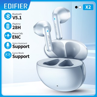 Edifier X2 หูฟังบลูทูธไร้สาย BT5.3 ไดรเวอร์ยูนิต 13 มม. ตัวช่วยเสียง โหมดเล่นเกม เล่นได้นาน 28 ชั่วโมง