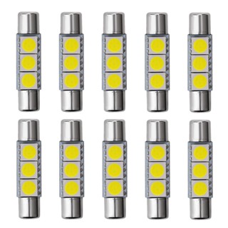 หลอดไฟ LED 3 ดวง C5W 5050 29 มม. 10 ชิ้น สําหรับที่บังแดดกระจกรถยนต์ DC 12V