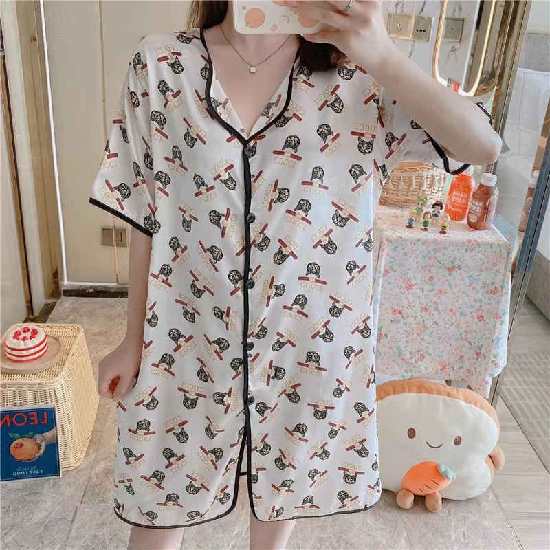 SALE🔥ลด ล้าง สต็อก ❗❗-🍁G3239🍁ชุดนอนกระโปรง ชุดนอนเดรส ผ้าซาติน Size M-2XL - รูปที่ 5