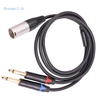 Rox แจ็ค XLR 3-pin ตัวผู้ 1 XLR เป็นสายเคเบิลไมโครโฟน TS ตัวผู้ 6.35 มม. 2 ชิ้น