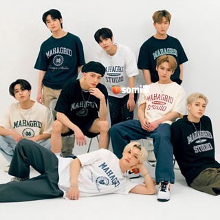 เสื้อยืดแขนสั้นลําลอง ผ้าฝ้าย พิมพ์ลาย KPOP Stray Kids MAHAGRID MGD แฟชั่นฤดูร้อน สไตล์เกาหลี สําหรับผู้ชาย และผู้หญิง