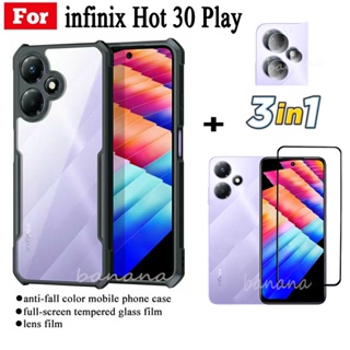 3in1 infinix Hot 30 play เคสโทรศัพท์มือถือ กันตก + ฟิล์มกระจกนิรภัย + ฟิล์มเลนส์