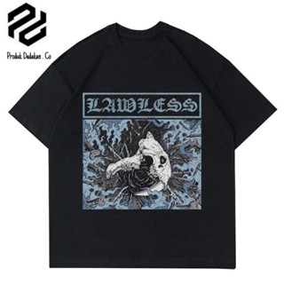 พร้อมส่ง ผ้าฝ้ายบริสุทธิ์ kaos LAWLESS SERINGAI DISINTEGRASI tshirt band metal musik rock t-shirt  rap tee lokal VINTAGE