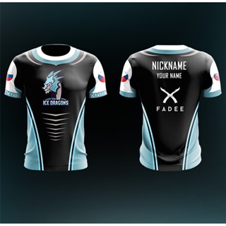 [พร้อมส่ง] เสื้อยืด ลายทีม baju raya ICE DRAGONS Jersey kurta lelaki E-sports ขนาด 100 ซม.-160 ซม. สําหรับเด็ก และผู้ใหญ่ XS-3XL