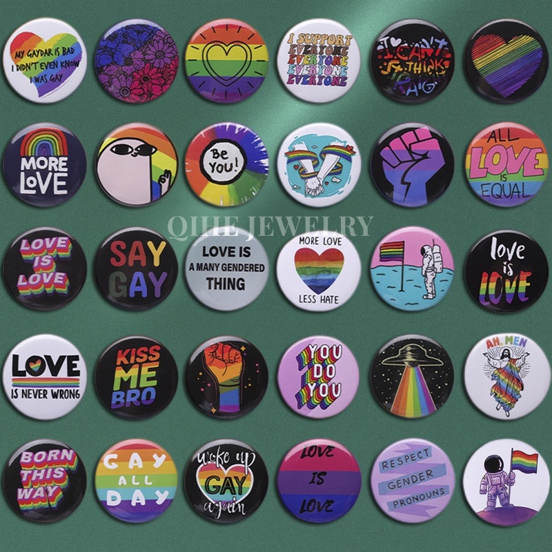 เข็มกลัดดีบุก ลาย LGBT Series สีรุ้ง ขนาด 44 มม. เหมาะกับของขวัญ สําหรับเพื่อน เสื้อผ้า