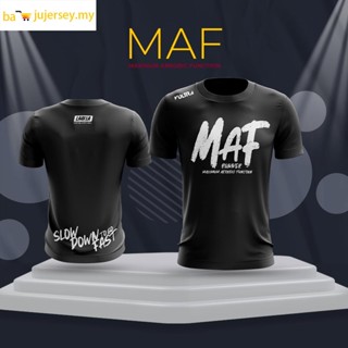 Maf Runner Running TShirt - Slow Down To Go FAST - อาหารนุ่ม - สีดํา - ชุดเดินป่า