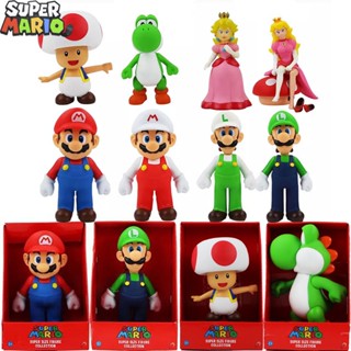 ของเล่นโมเดลฟิกเกอร์ Super Mario Bros Mario Luigi Yoshi Peach Bowser Donkey Kong พร้อมกล่อง สําหรับเด็ก